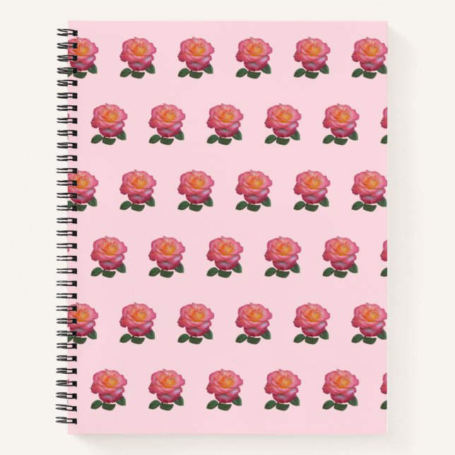 Beautiful Pink Rose Pattern Notebook (Front)