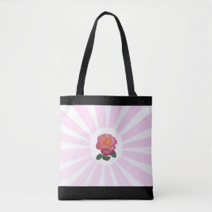 Beautiful Pink Rose & Pink Rays Tote Bag