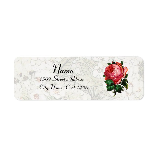 BEAUTIFUL PINK ROSE RETURN ADDRESS LABEL (Front)