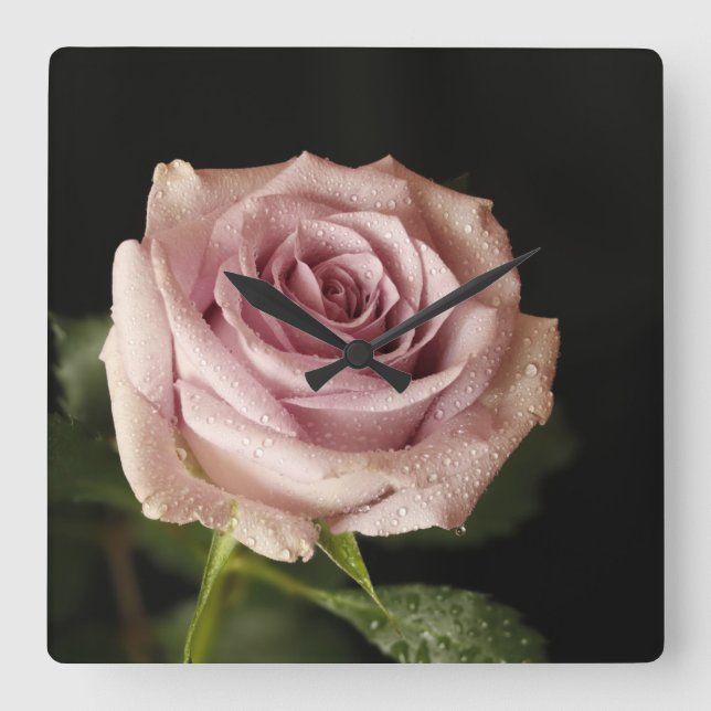 beautiful pink rose square wall clock (Front)