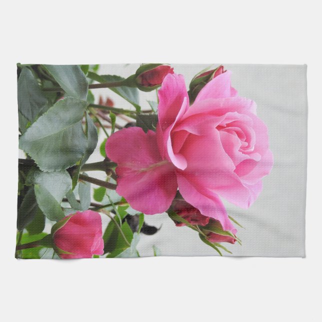 Beautiful Pink Rose Tea Towel (Horizontal)