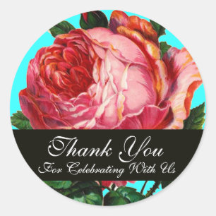 BEAUTIFUL PINK ROSE  Thank You Classic Round Sticker