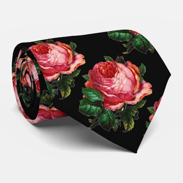 BEAUTIFUL PINK ROSE TIE (Rolled)