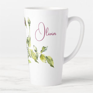Beautiful Pink Roses and Vase  Latte Mug