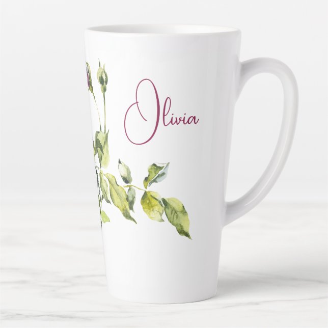 Beautiful Pink Roses and Vase  Latte Mug (Right)