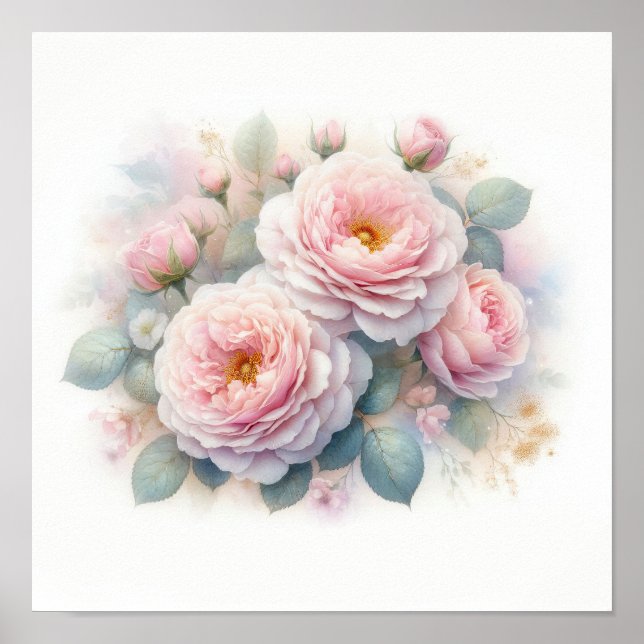 Beautiful  Pink Roses Art Poster (Front)
