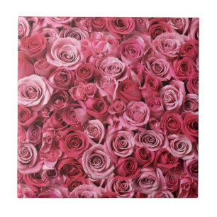 Beautiful Pink Roses Ceramic Tile