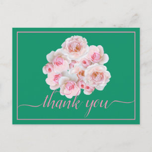 Beautiful Pink Roses Colour Backdrop Chic Thank Yo Postcard
