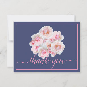 Beautiful Pink Roses Colour Backdrop Chic Thank Yo Postcard
