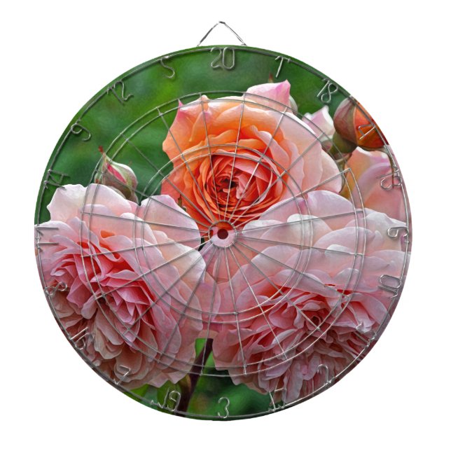 Beautiful pink roses dartboard (Front)