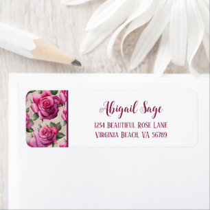 Beautiful Pink Roses Elegant Floral Address Label Return Address Label
