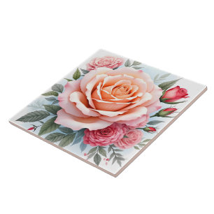 Beautiful Pink Roses Luxury Modern Collection Ceramic Tile