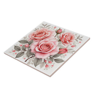 Beautiful Pink Roses Luxury Popular Collection Ceramic Tile