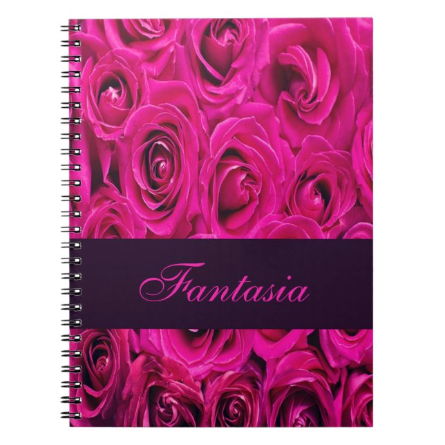 Beautiful pink roses monogram notebook (Front)