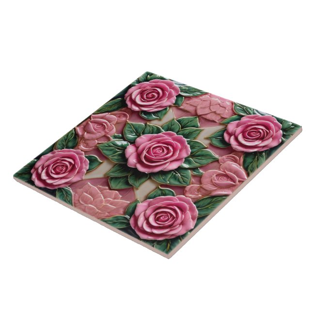 Beautiful Pink Roses Popular Collection Ceramic Tile (Side)