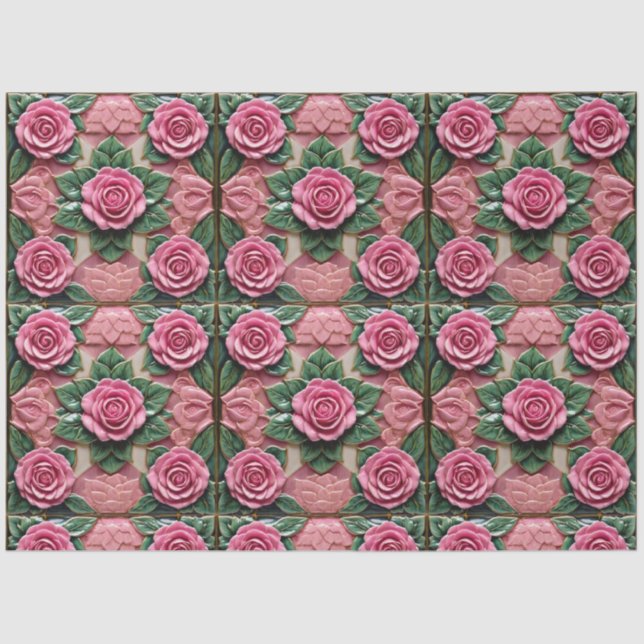 Beautiful Pink Roses Popular Collection Tissue Paper (Front)
