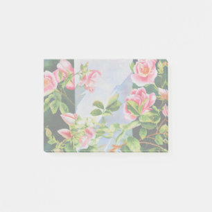 Beautiful pink roses, red roses, watercolor floral post-it notes