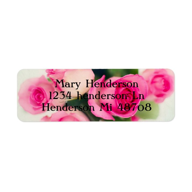 Beautiful Pink Roses Return Address Label (Front)