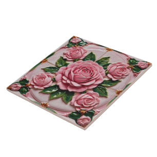 Beautiful Pink Roses Trendy Collection Ceramic Tile