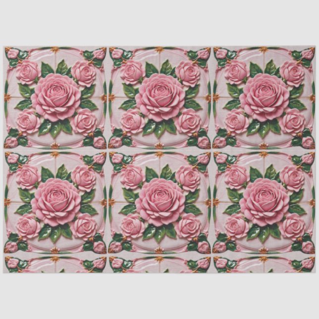 Beautiful Pink Roses Trendy Collection Tissue Paper (Front)