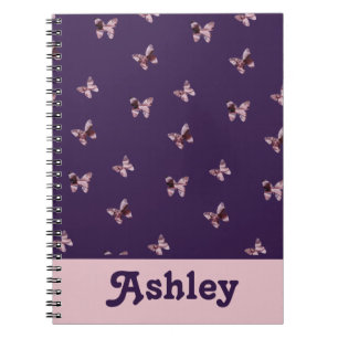 Beautiful Pink Satin Butterfly Pattern Animal Notebook