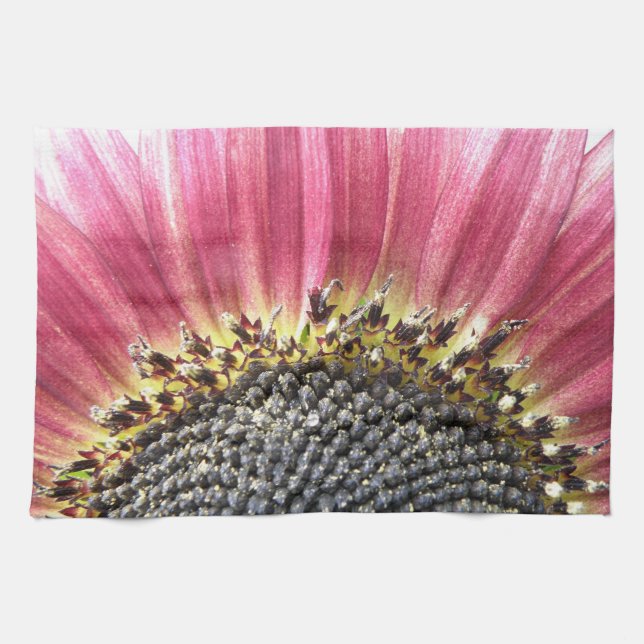 Beautiful Pink Sunflower Kitchen Towel (Horizontal)