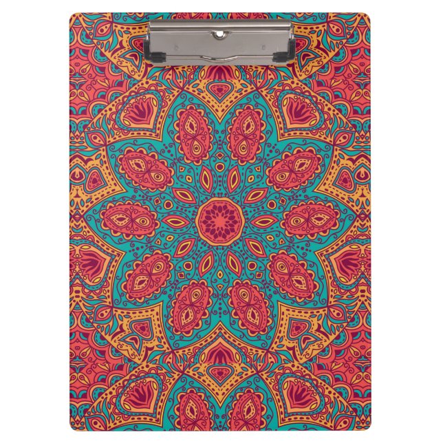 Beautiful Pink Teal Orange Zen Pattern Clipboard (Front)