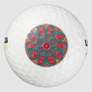 Beautiful Pink Teal Orange Zen Pattern Golf Balls