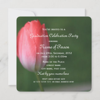 beautiful pink tulip flower graduation celebration invitation