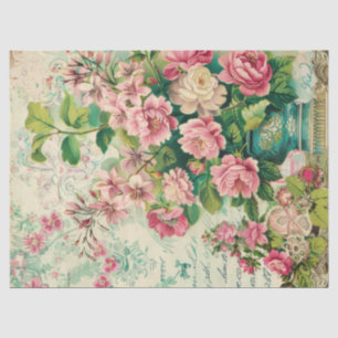 Beautiful Pink Vintage Floral Decoupage  Tissue Paper