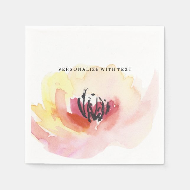 Beautiful Pink Watercolor Floral Napkin (Front)