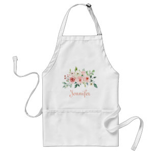 Beautiful pink watercolor flowers standard apron