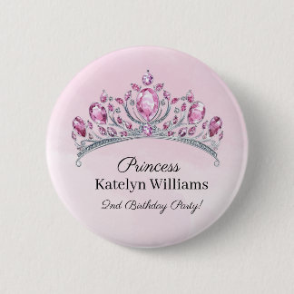 Beautiful Pink Watercolor Princess Birthday 6 Cm Round Badge