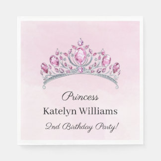 Beautiful Pink Watercolor Princess Birthday Party Napkin