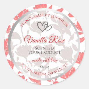 Beautiful Pink White Floral Pattern Product Labels