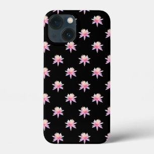 Beautiful Pink White Lotus Flower Pattern iPhone 13 Mini Case
