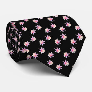 Beautiful Pink White Lotus Flower Pattern Tie