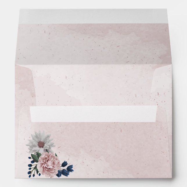 Beautiful pink white navy blue flower greenery envelope (Back (Bottom))