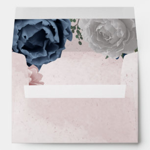 Beautiful pink white navy blue flower greenery envelope