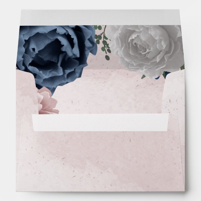 Beautiful pink white navy blue flower greenery  envelope (Back (Bottom))