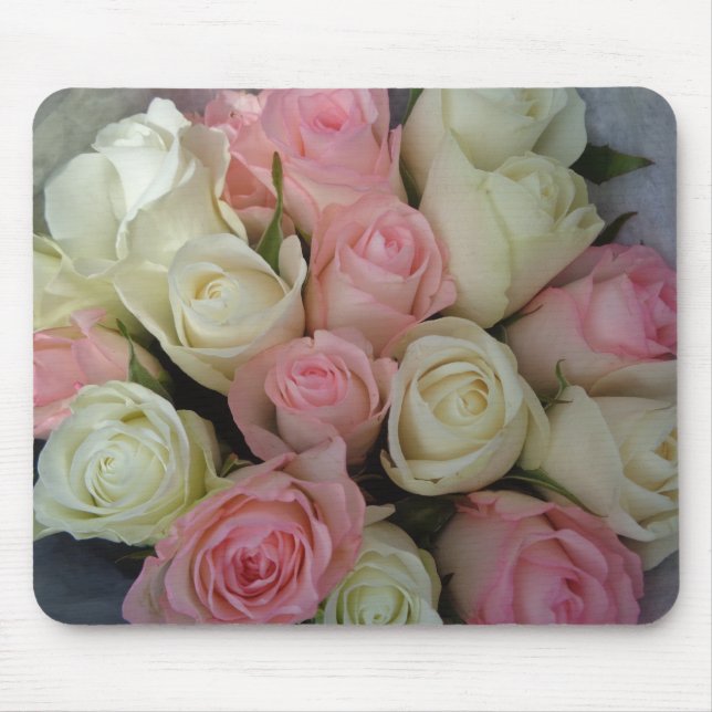 Beautiful Pink White Roses Flower Bouquet Mouse Pad (Front)