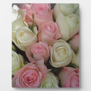 Beautiful Pink White Roses Flower Bouquet Plaque