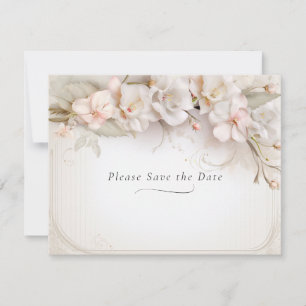 Beautiful Pink White Watercolor Flowers  Save The Date