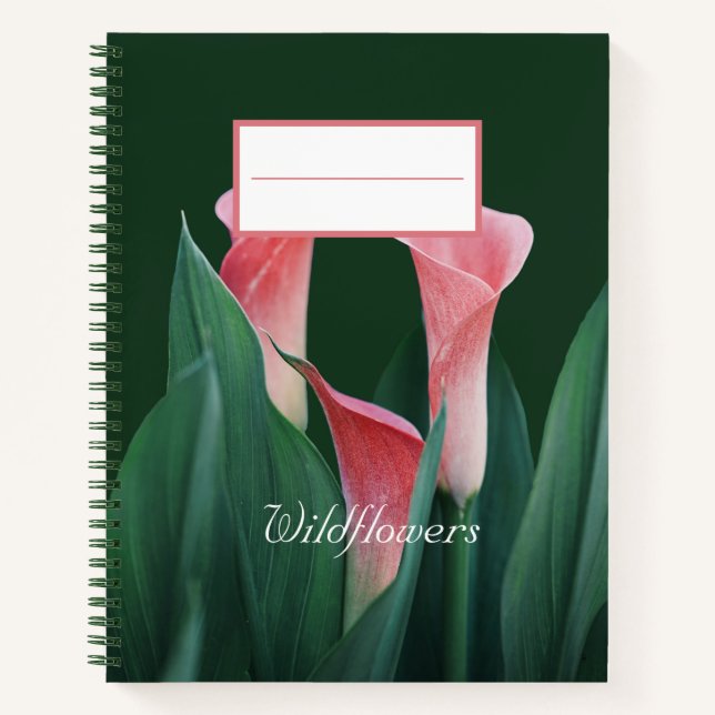 Beautiful pink wildflowers l Dark green background Notebook (Front)