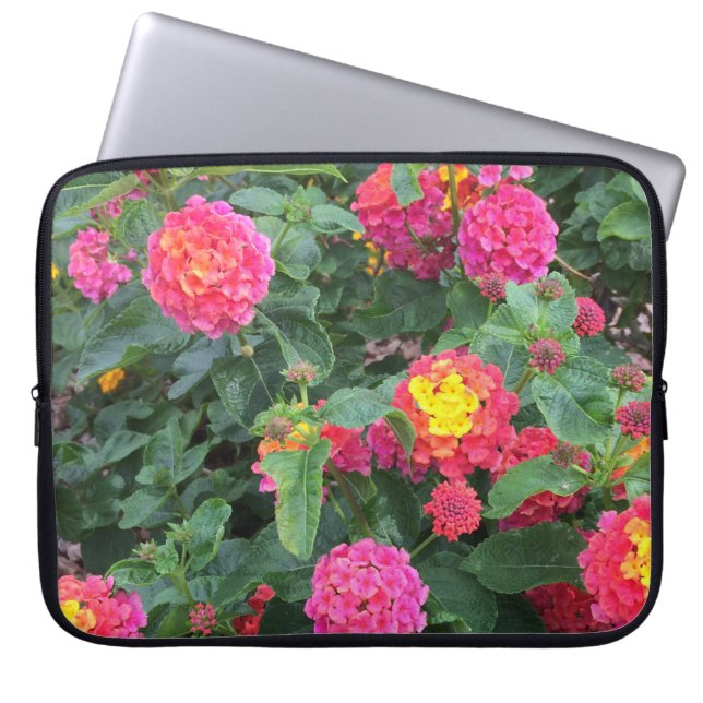 Beautiful Pink Yellow Lantana Flower Blooms Photo Laptop Sleeve (Front)
