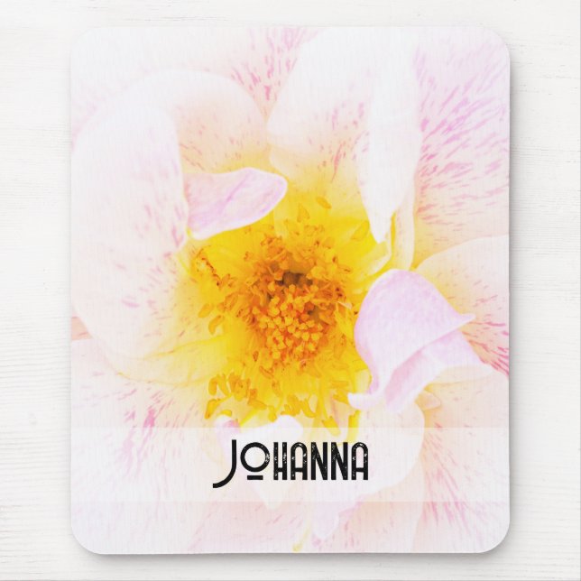 Beautiful Pink Yellow Rose Mouse Pad (Front)