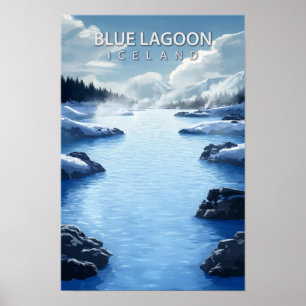 Beautiful Place Blue Lagoon Iceland Travel Poster