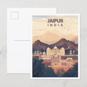 Beautiful Place Jaipur India Illustration Travel Postcard