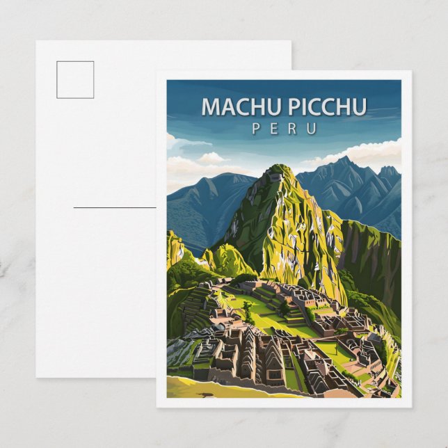 Beautiful Place Machu Picchu Illustration Travel Postcard (Front/Back)