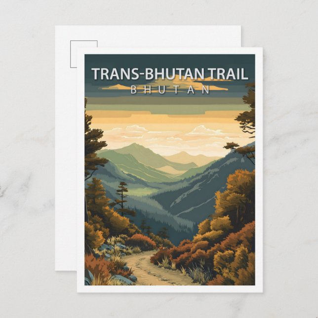 Beautiful Place Trans Bhutan Trail Bhutan Travel Postcard (Front/Back)